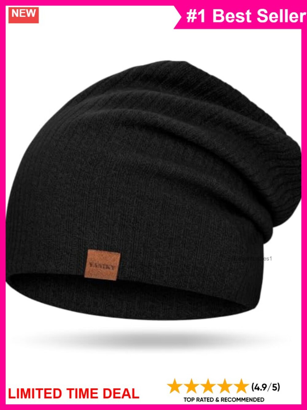 Soft Slouchy Stretch Knit Beanie Hat Skull Cap for Daily Wear